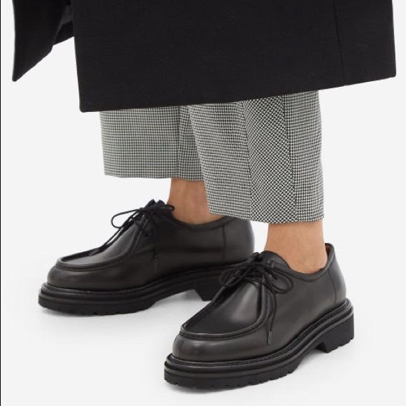 Shoes - LEGRES Model 19 Nappa Lace-Up Brogues / Derby Shoes Genuine Black Leather.